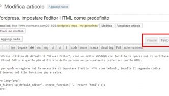 Impostare Editor HTML