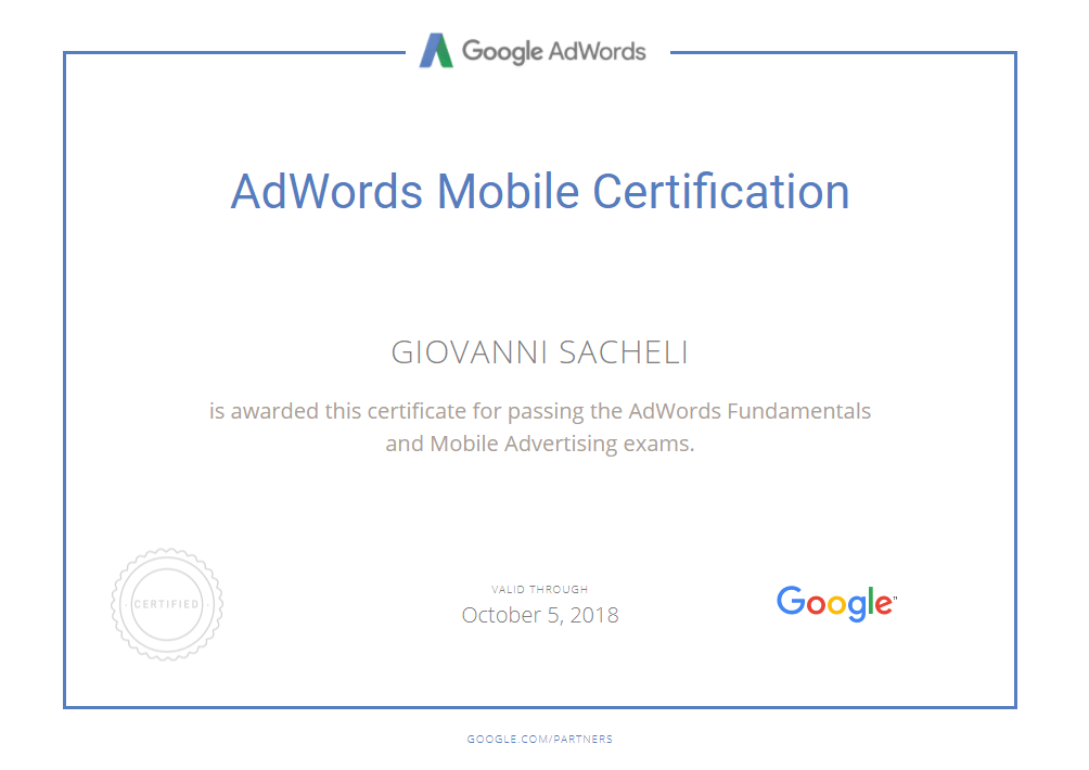 Certificazione AdWords Mobile 2017