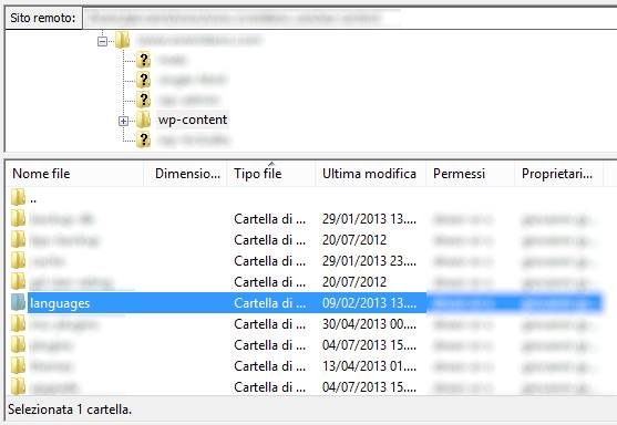 Cartella Languages WordPress