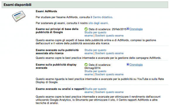 Esami Google AdWords