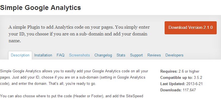 Simple Google Analytics