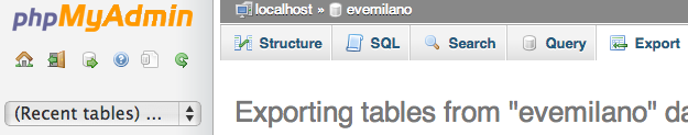 Esportare database MySQL