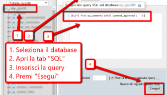 Cancellare tutti i commenti con phpMyAdmin