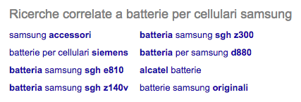 Secondo box di ricerche correlate