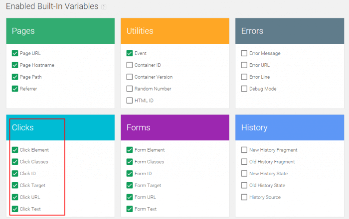 Come abilitare la variabile Click URL in Google Tag Manager