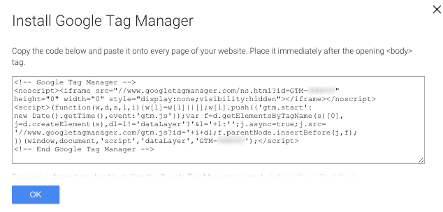 inserire lo script di Google Tag Manager
