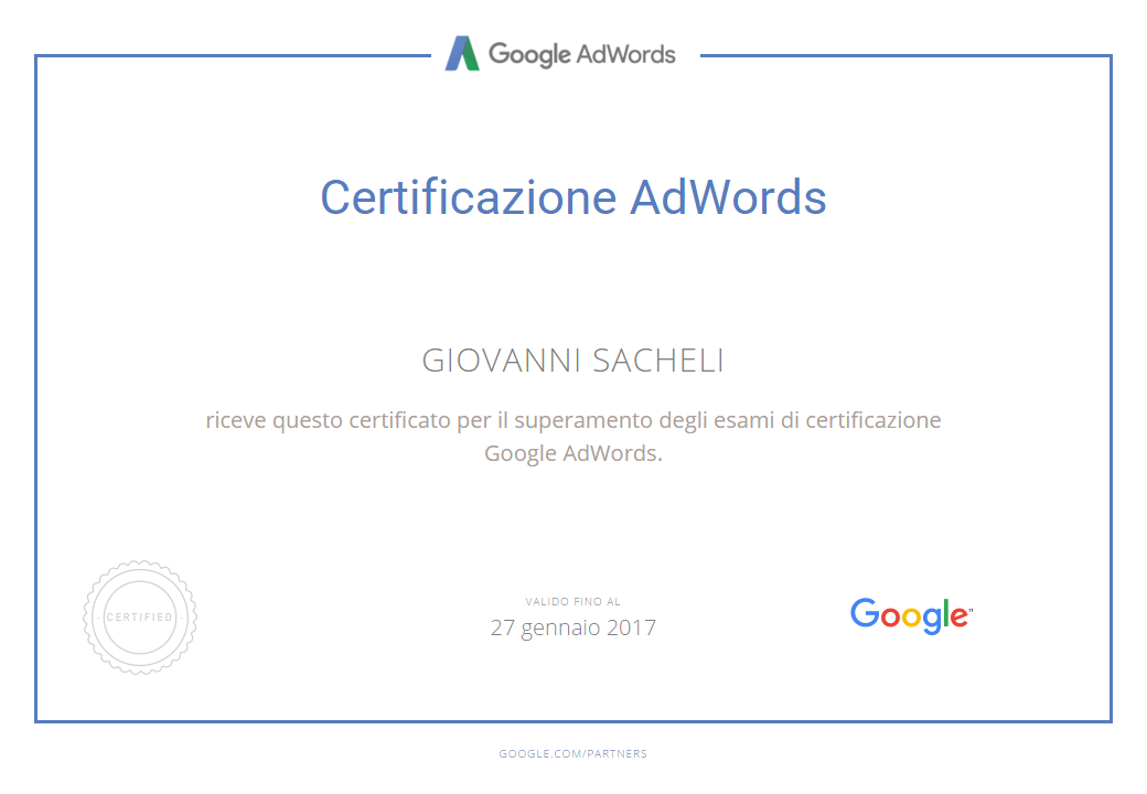 Certificazione Google AdWords 2016
