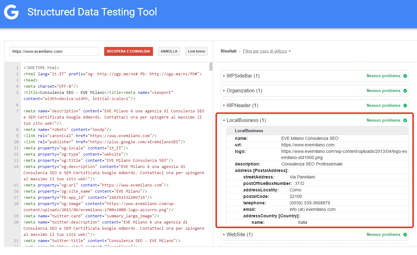 Verifica dati strutturati