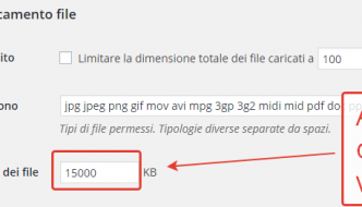 Aumentare la dimensione dei file in upload su WordPress Multisite