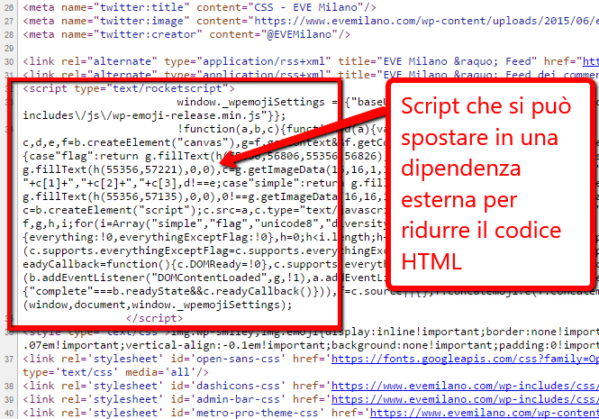 Script escludibile dall'HTML