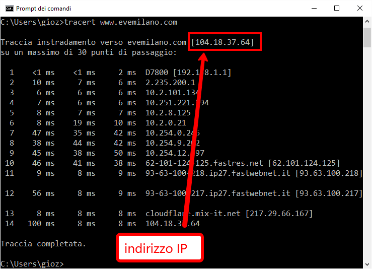 Come seguire il Tracert di un sito web