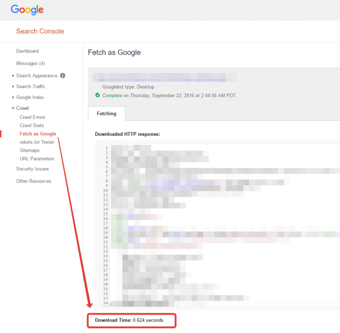 Tempo di Download in Fetch as Google