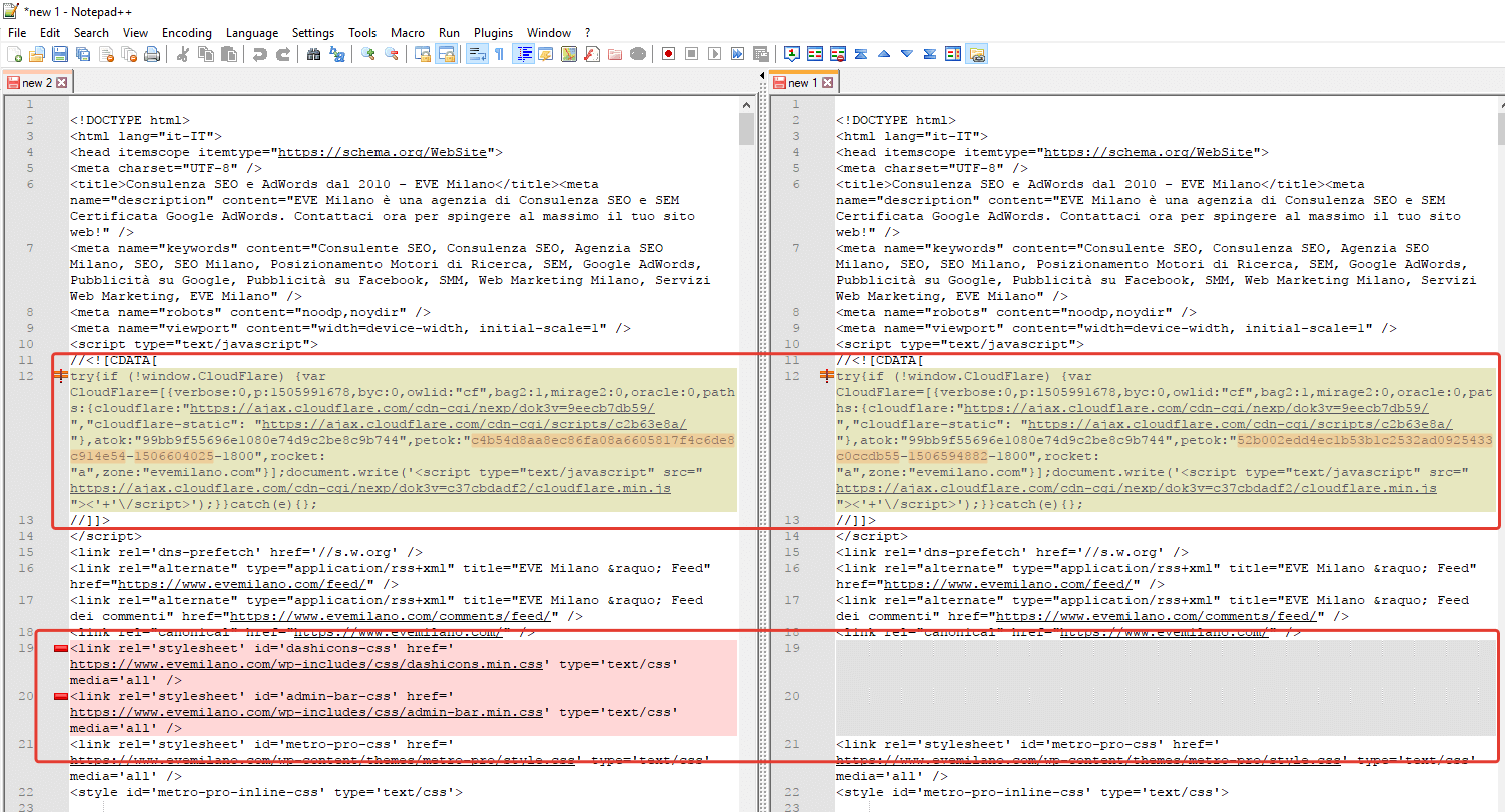 Il software evidenzia le differenze