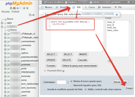 Eliminare wp_old_slug dal database di WordPress