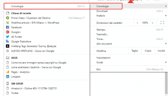 La cronologia in Google Chrome