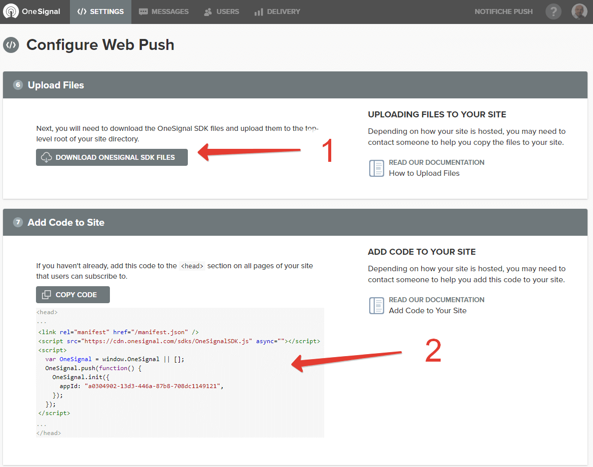 Scarico i file da caricare via FTP e copio il codice da inserire nelle pagine del sito