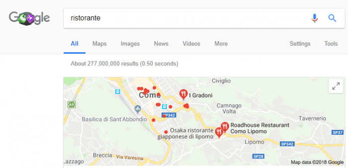 Risultati geolocalizzati su query implicite