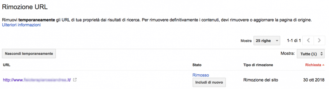 Strumento di rimozione URL