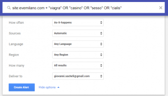Google Alerts per controlli SEO