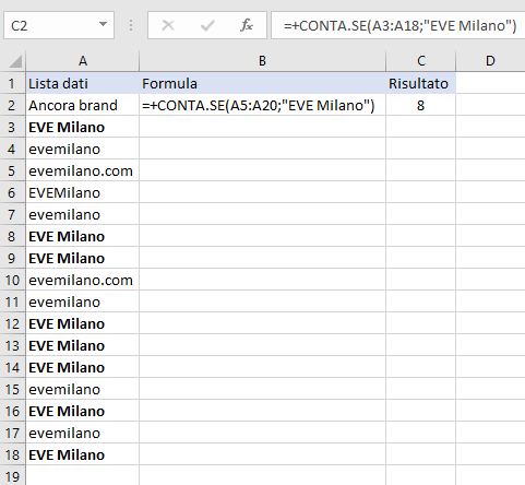 Excel - Funzione CONTA.SE