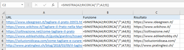Excel - Funzione SINISTRA