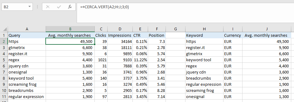 Excel - Funzione CERCA.VERT