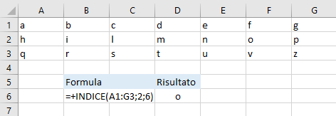 Excel - Funzione INDICE