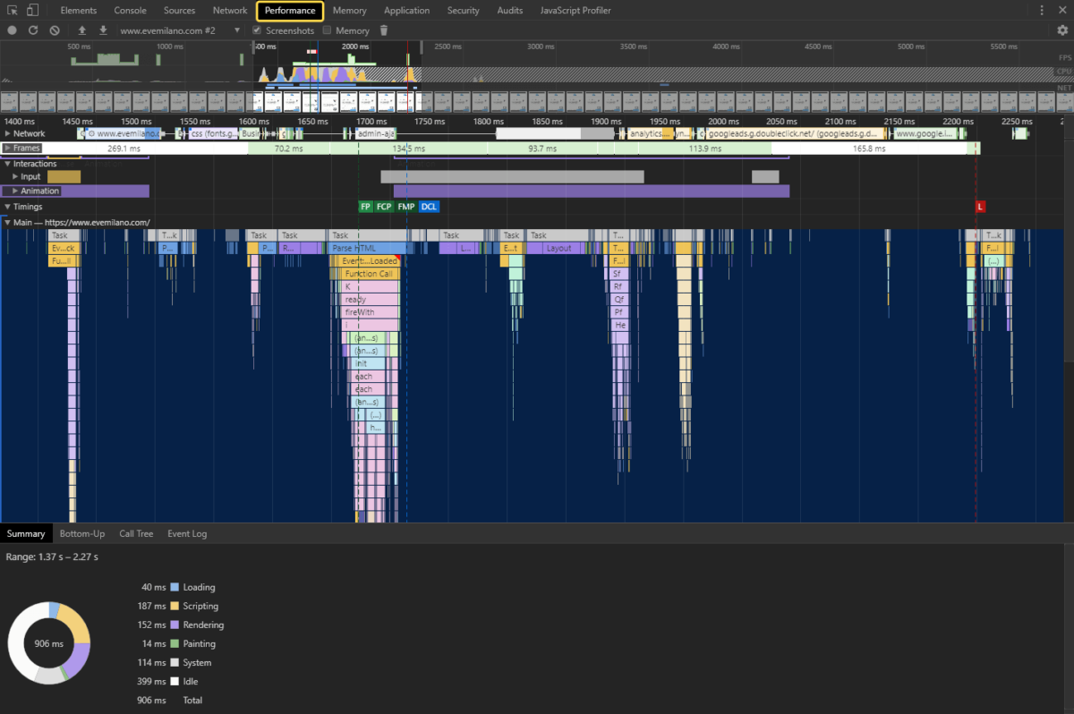 Google Chrome Dev Tools - Performance