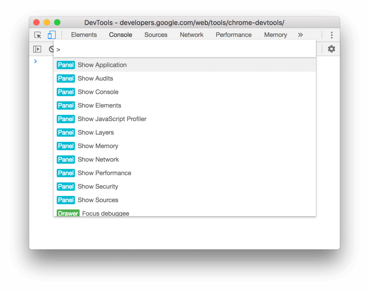 Il command-menu in Chrome DevTools