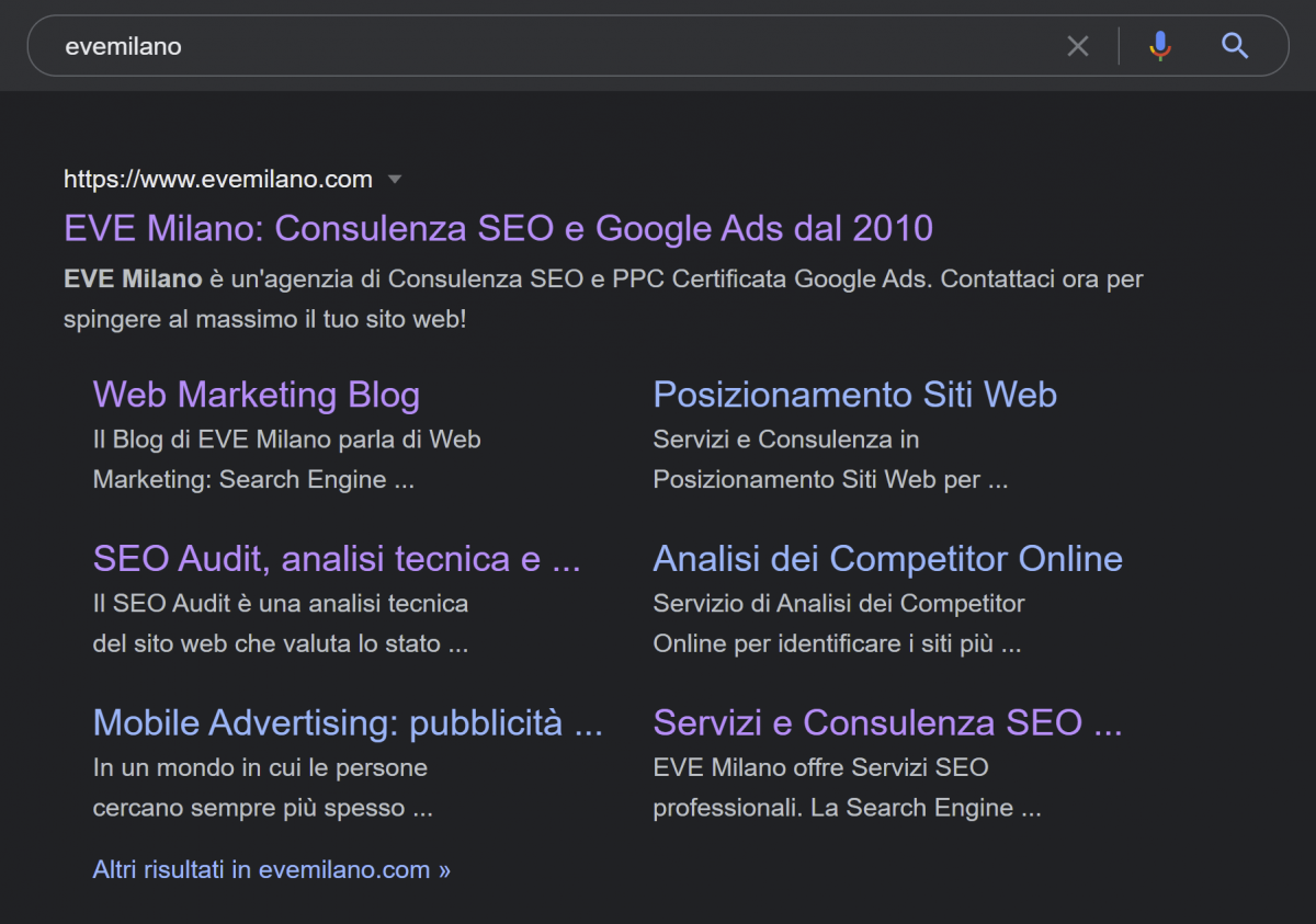 Site-link in SERP non è cannibalizzazione negativa