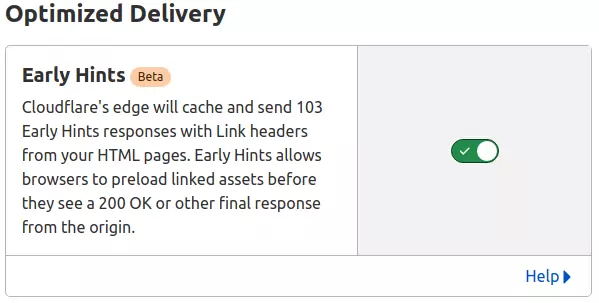 Attivare la funziona Early Hints in Cloudflare