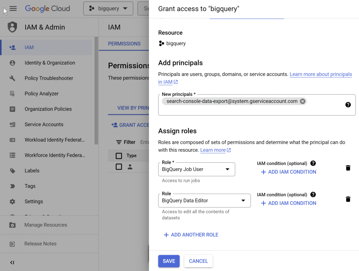 Abilita utente in BigQuery