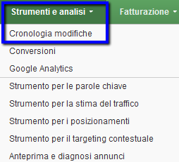Cronologia delle modifiche di Google AdWords Cronologia delle modifiche di Google AdWords