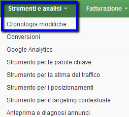 Cronologia delle modifiche di Google AdWords