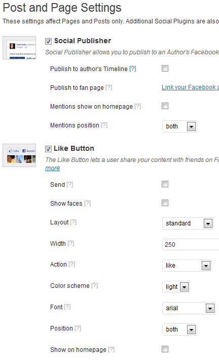 Pannello di controllo Facebook Plugin Pannello di controllo Facebook Plugin